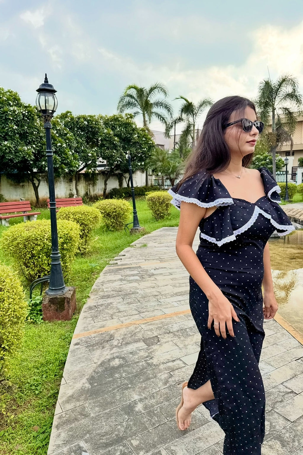 DUSK AND DOTS MIDI DRESS