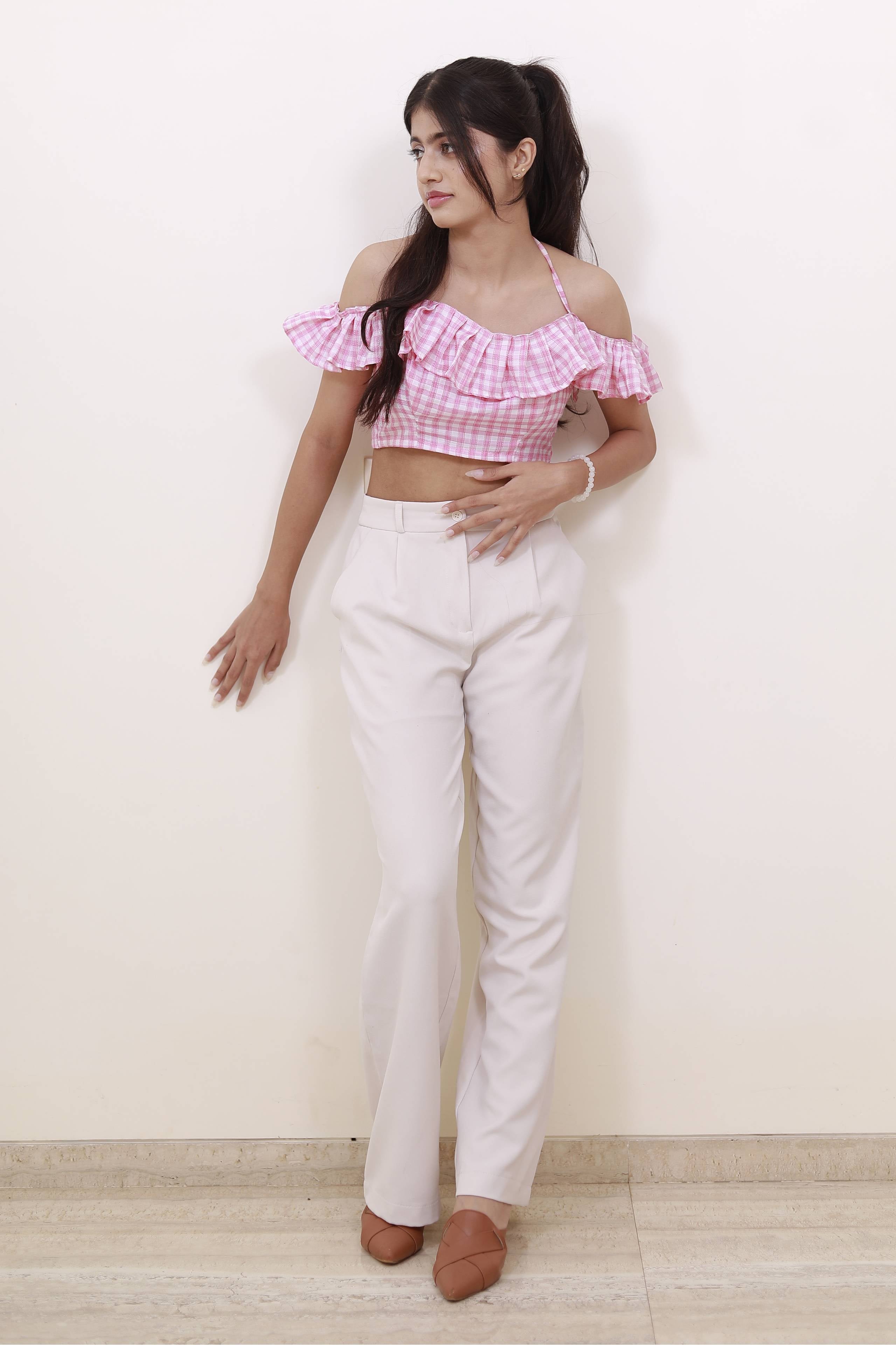 SUGAR BLUSH RUFFLE CROP TOP