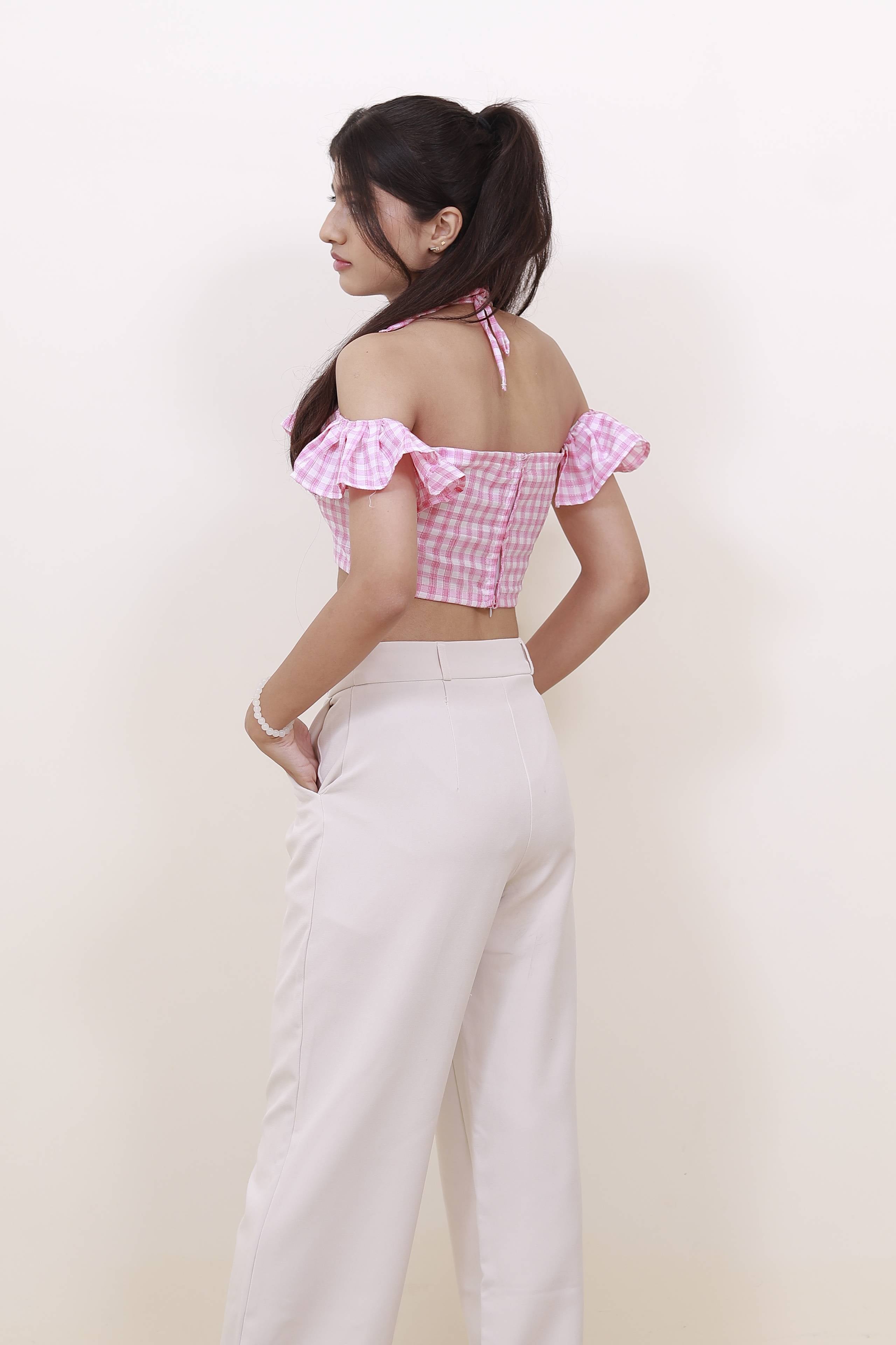 SUGAR BLUSH RUFFLE CROP TOP
